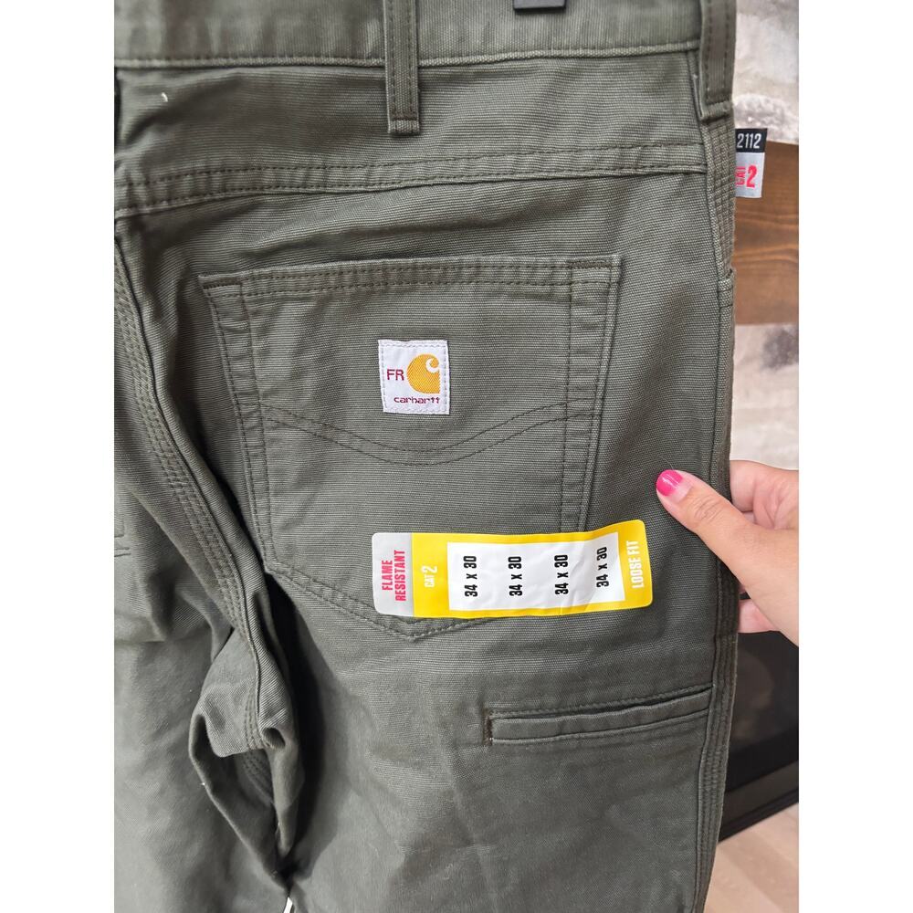 Carhartt Men's Moss Flame-Resistant Midweight Canvas Loose Fit Pant Size 34 - Picture 6 of 8